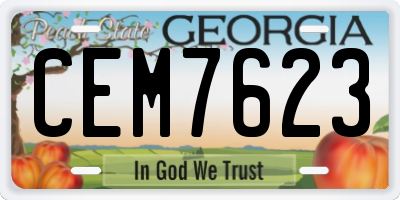 GA license plate CEM7623