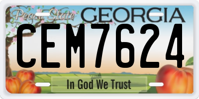 GA license plate CEM7624