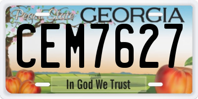 GA license plate CEM7627