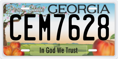 GA license plate CEM7628