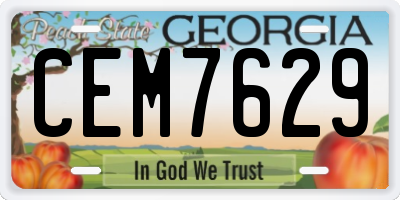 GA license plate CEM7629