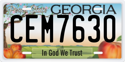 GA license plate CEM7630