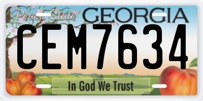 GA license plate CEM7634