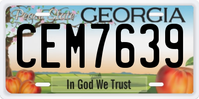 GA license plate CEM7639