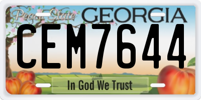 GA license plate CEM7644