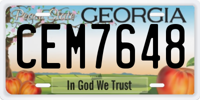 GA license plate CEM7648