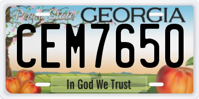 GA license plate CEM7650