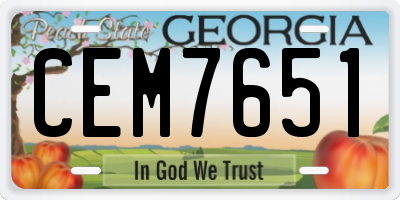 GA license plate CEM7651