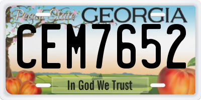 GA license plate CEM7652