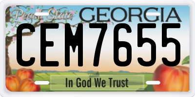 GA license plate CEM7655
