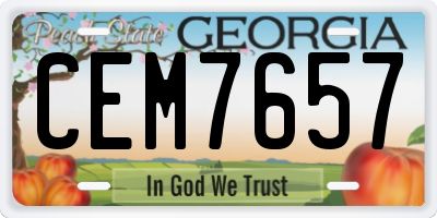 GA license plate CEM7657