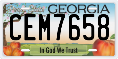 GA license plate CEM7658