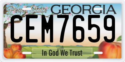 GA license plate CEM7659