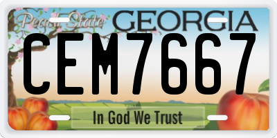 GA license plate CEM7667
