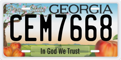 GA license plate CEM7668
