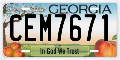 GA license plate CEM7671