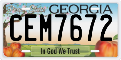 GA license plate CEM7672