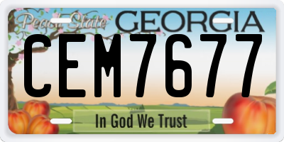GA license plate CEM7677