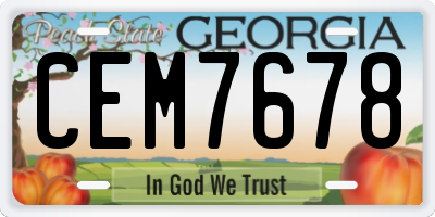 GA license plate CEM7678