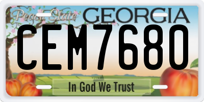 GA license plate CEM7680