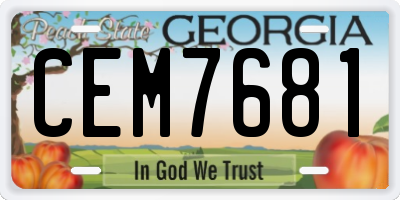 GA license plate CEM7681