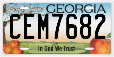 GA license plate CEM7682