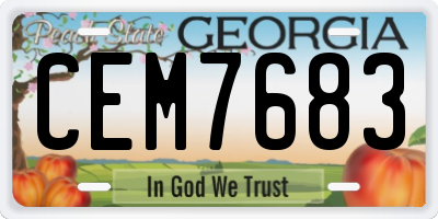 GA license plate CEM7683