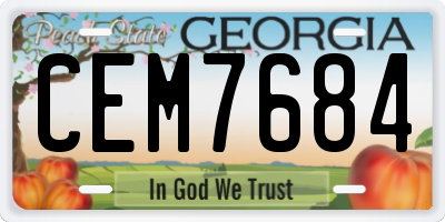GA license plate CEM7684