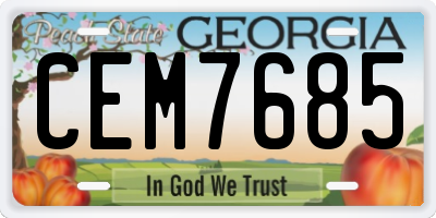 GA license plate CEM7685