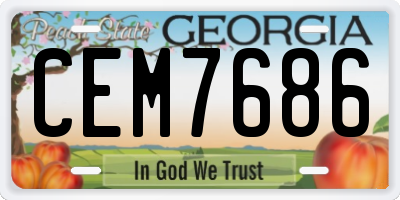 GA license plate CEM7686