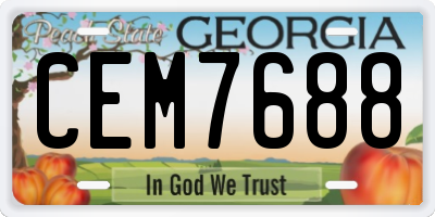 GA license plate CEM7688