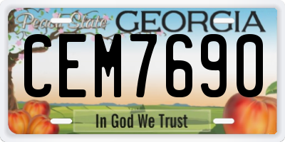 GA license plate CEM7690