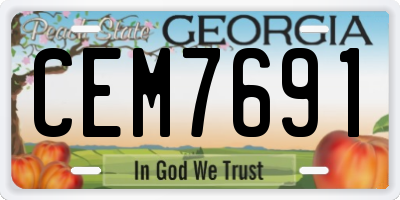 GA license plate CEM7691