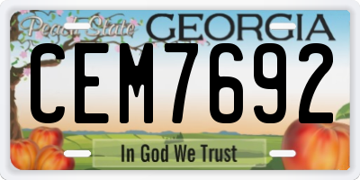 GA license plate CEM7692
