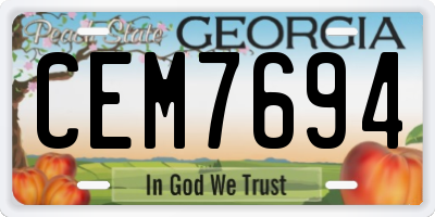 GA license plate CEM7694