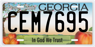 GA license plate CEM7695