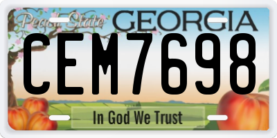 GA license plate CEM7698