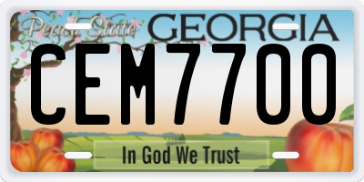 GA license plate CEM7700