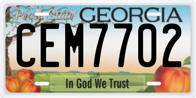 GA license plate CEM7702
