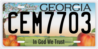 GA license plate CEM7703