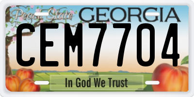 GA license plate CEM7704