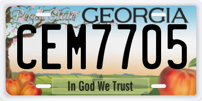 GA license plate CEM7705