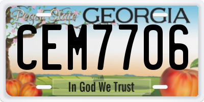 GA license plate CEM7706