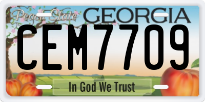 GA license plate CEM7709