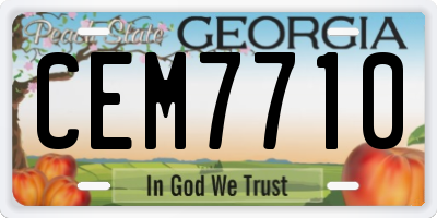 GA license plate CEM7710