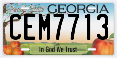GA license plate CEM7713
