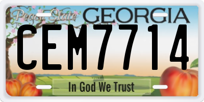 GA license plate CEM7714