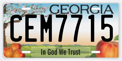 GA license plate CEM7715