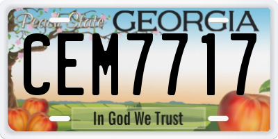 GA license plate CEM7717