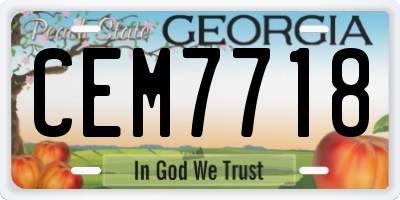 GA license plate CEM7718